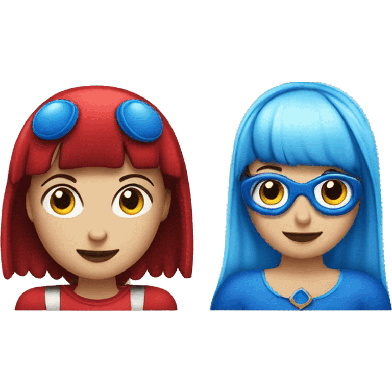 Ragazza coccinella di 15 anni con i due codini blu e una super eroina  emoji