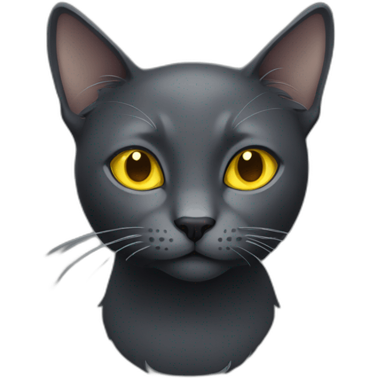 dark grey cat with yellow eyes emoji