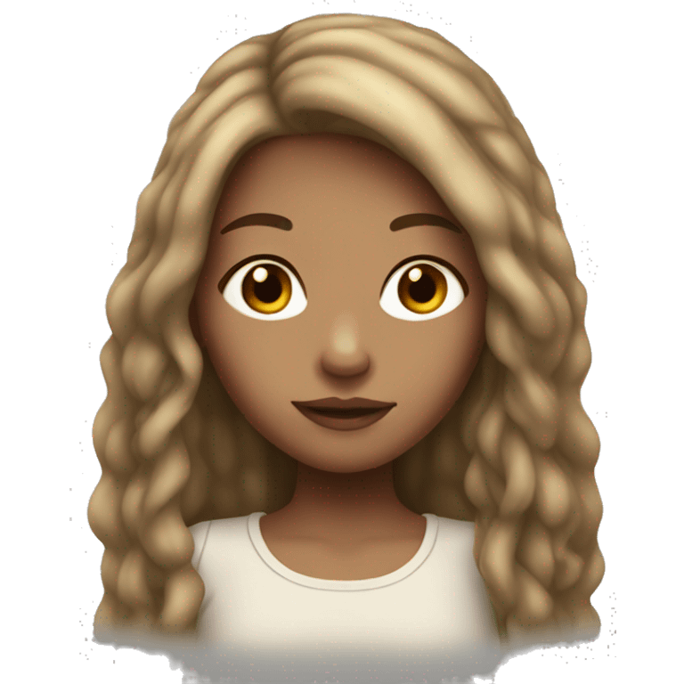 Girl with light Skin and brown Long hair and freckles emoji