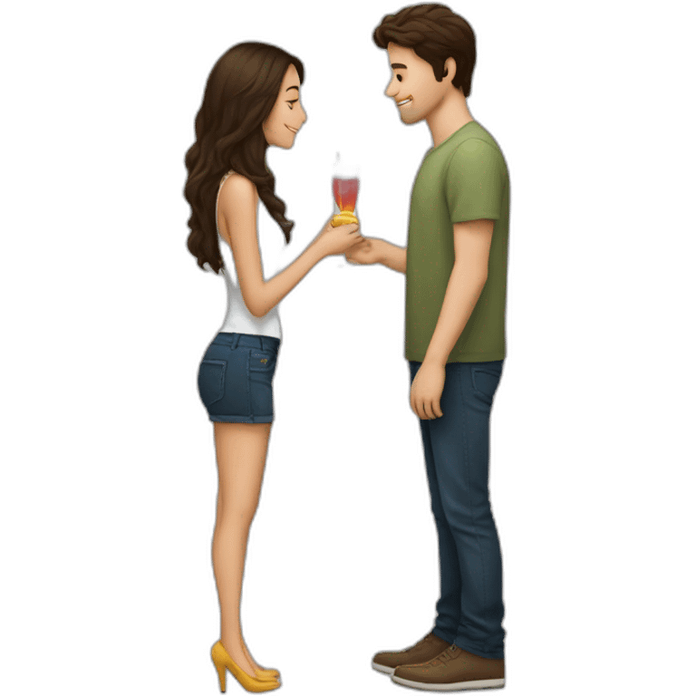 brune petite kiss a white tall white guy emoji