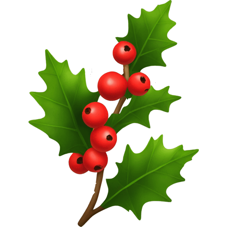 A small sprig of holly with bright red berries emoji