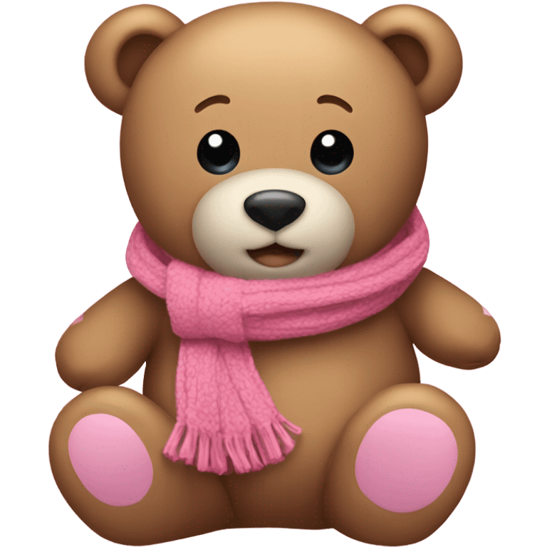 Cozy teddy bear with pink scarf and pink foot pads emoji