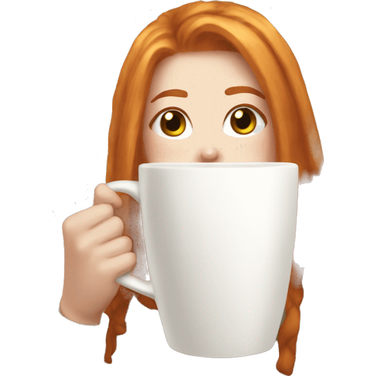 Aesthetic Ginger girl straight thick hair coffee emoji