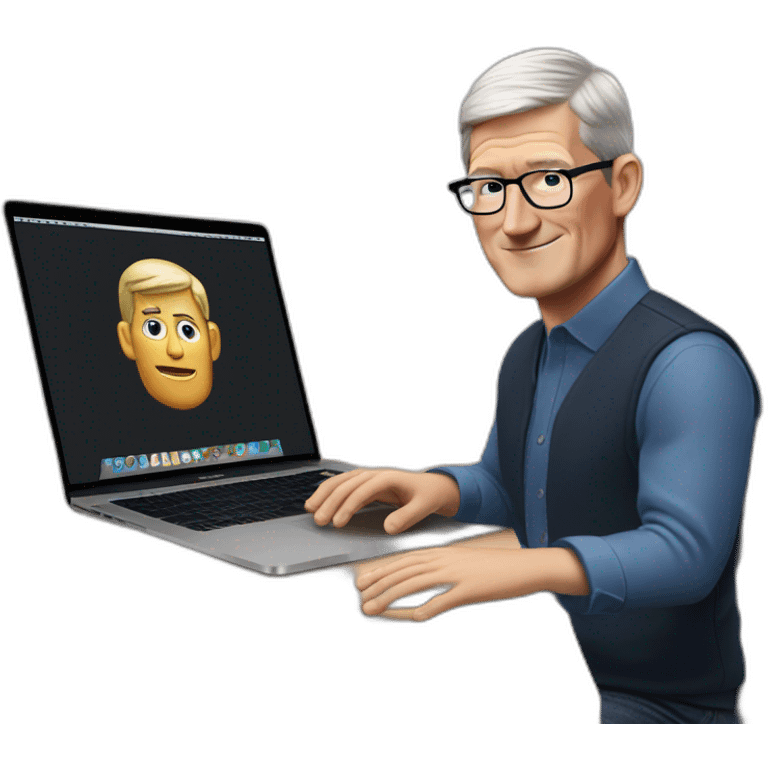 tim cook with macbook pro on desk emoji