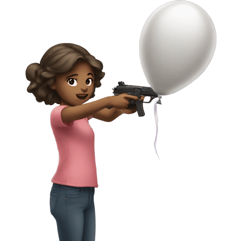 Girl shooting a ballon emoji