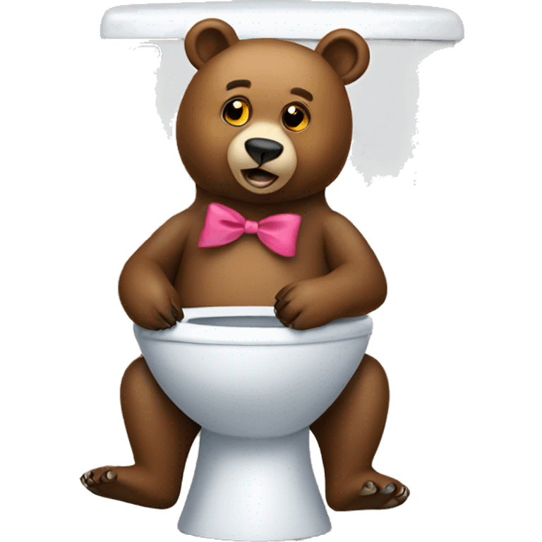 Bear with a bow sitting on a toilet  emoji