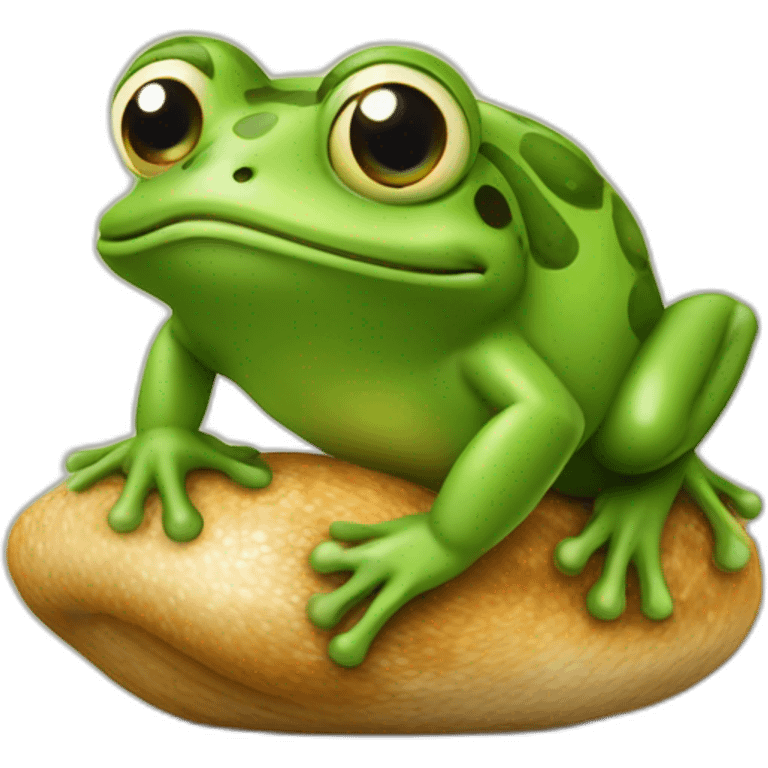 Grenouille avec un escargot sur la tête  emoji