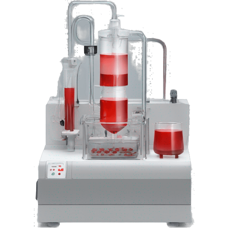 Benchtop bioreactor with red media emoji