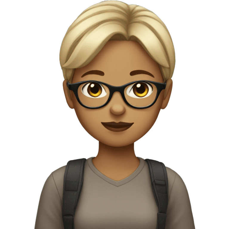 girl with glasses, short hair that loves cats emoji