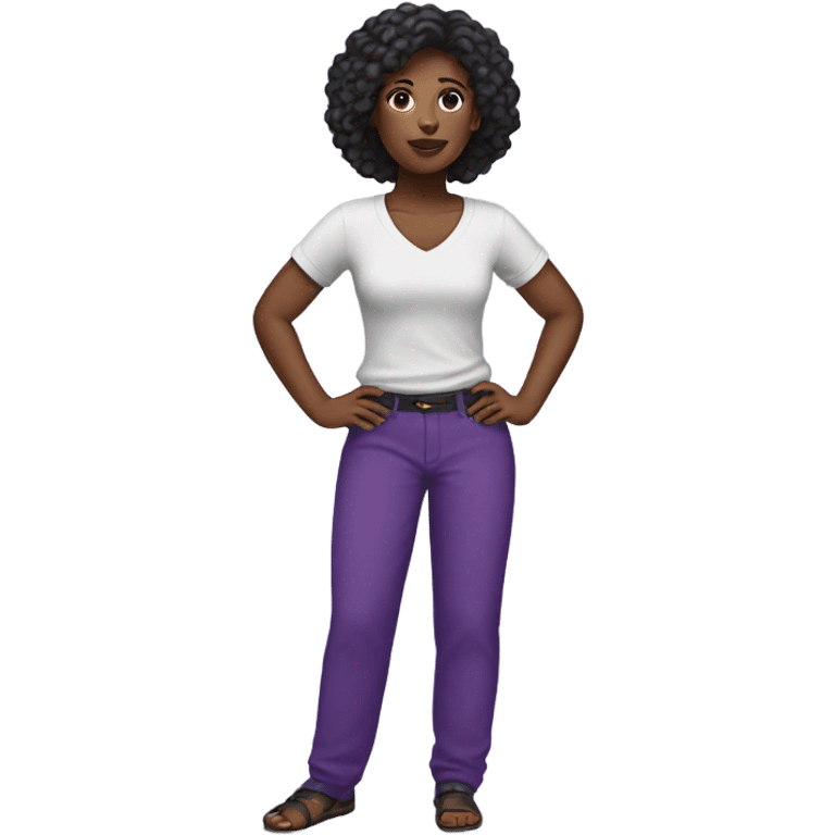 Black woman whit purple pants  emoji