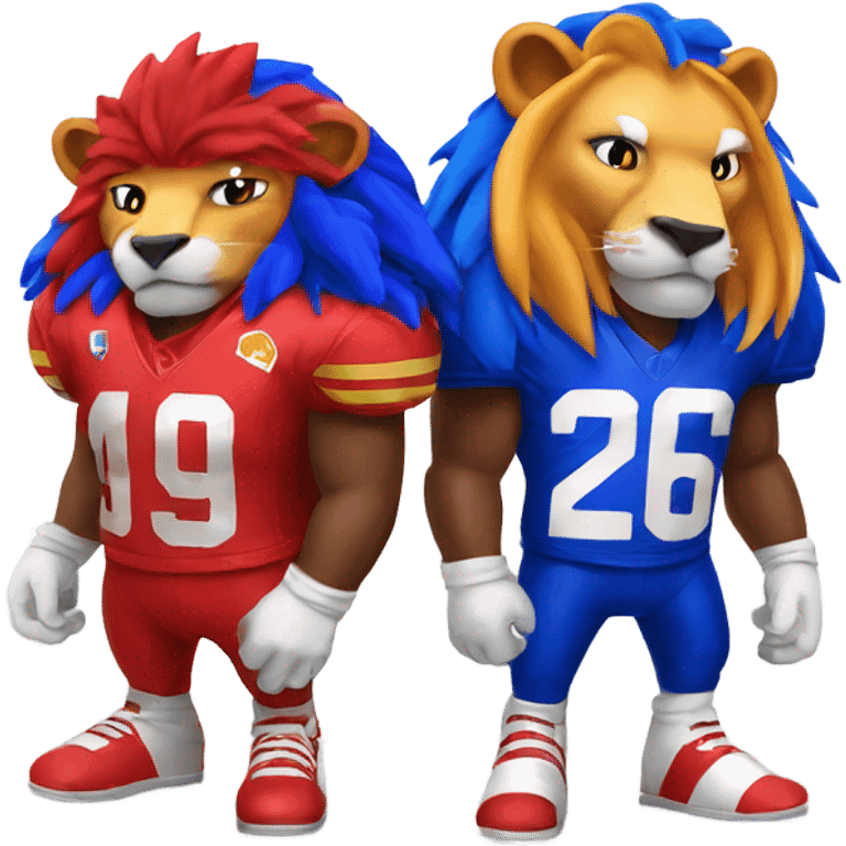 Sonic and knuckles with lions jerseys emoji