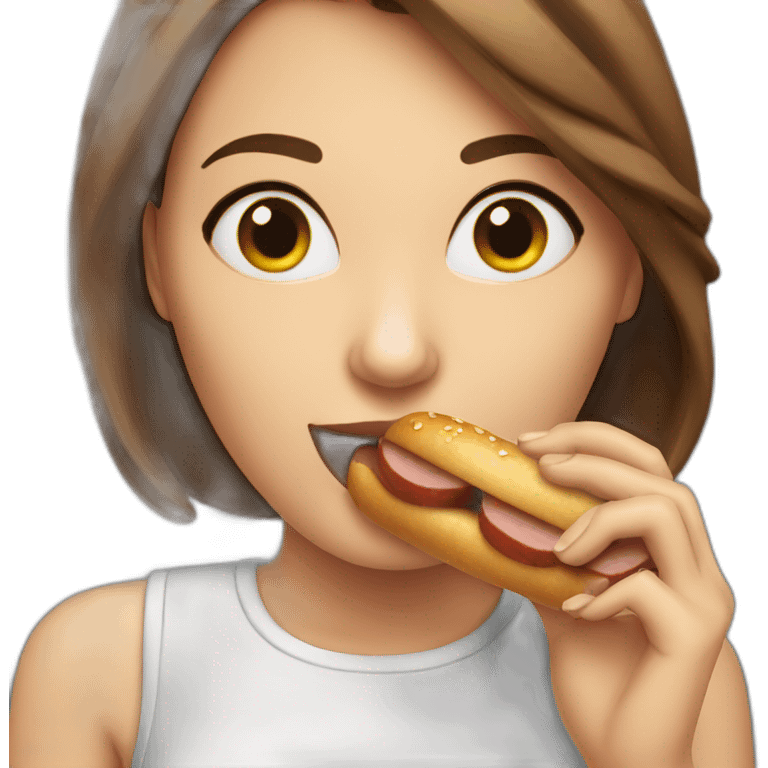 attractive pose white woman eats sausage emoji