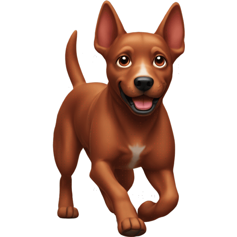 solid red dog with pointed ears running emoji