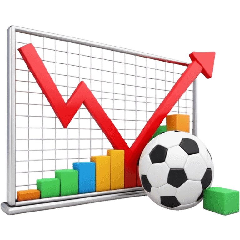 Cinematic realistic 3d growing bar graph next to a soccer ball emoji