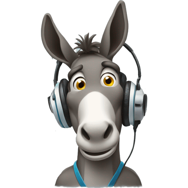 Confused donkey wearing a headset emoji