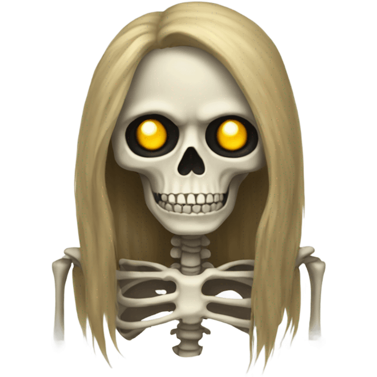 Skeleton with long hair emoji