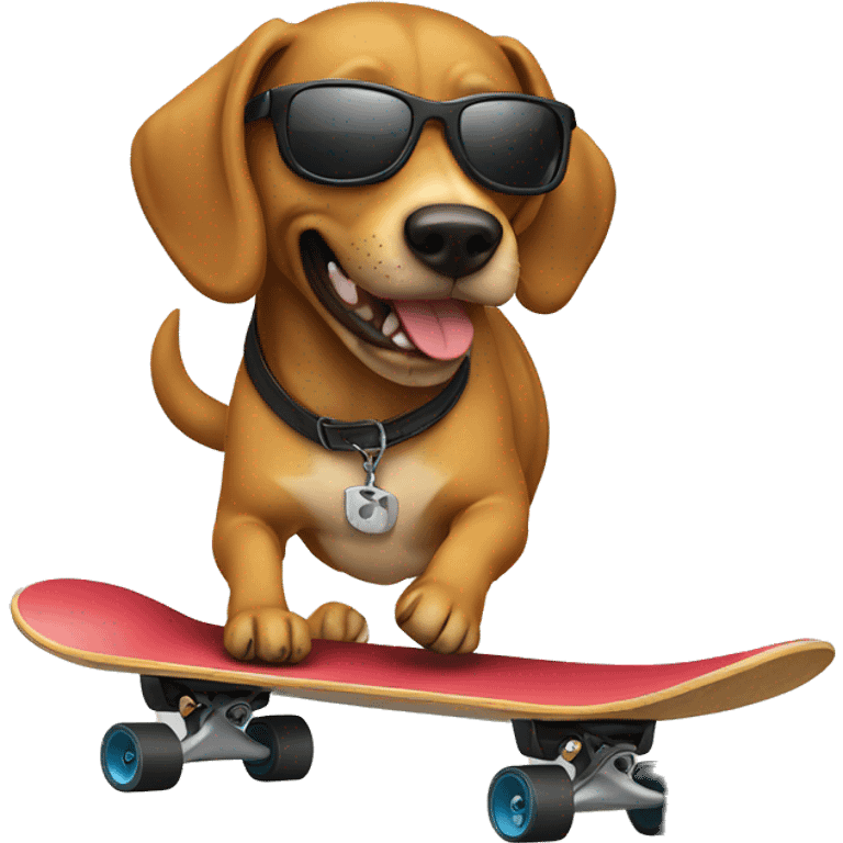 Dog wearing sunglasses skateboarding emoji