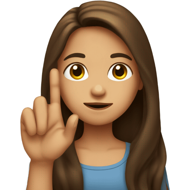 Girl with long brown hair and her finger fingers crossed emoji