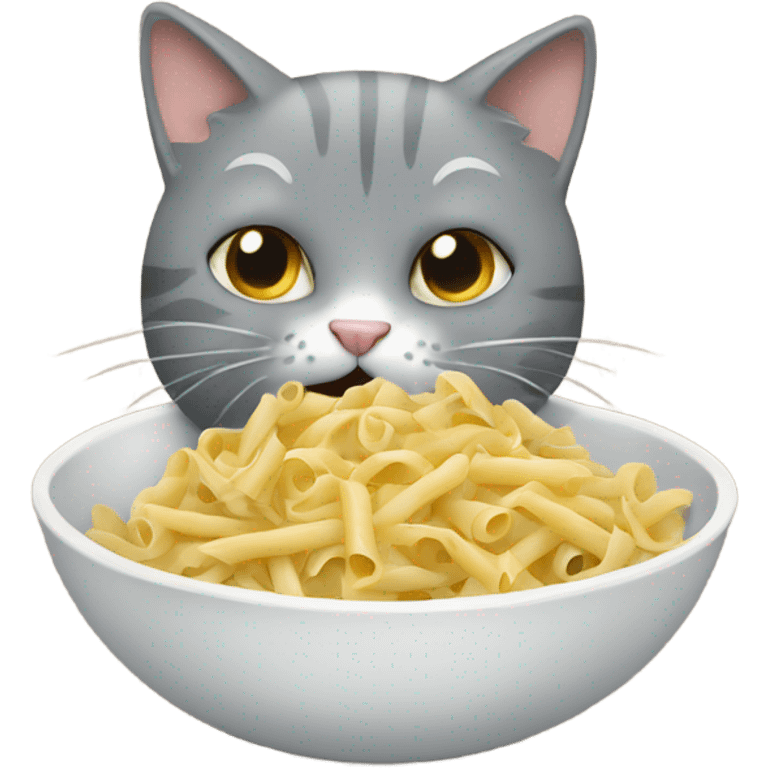 gray Cat eating pasta emoji