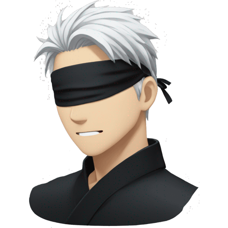 gojo satoru with white hair and black blindfold in jujutsu kaisen emoji