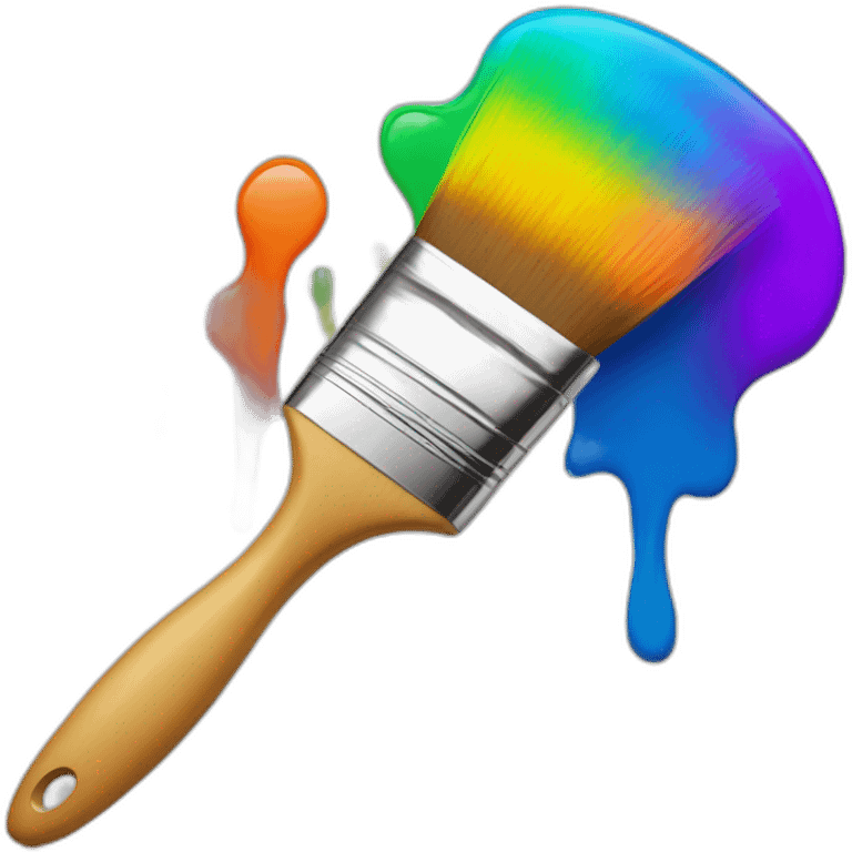 paintbrush with a face singing with joy many colors emoji