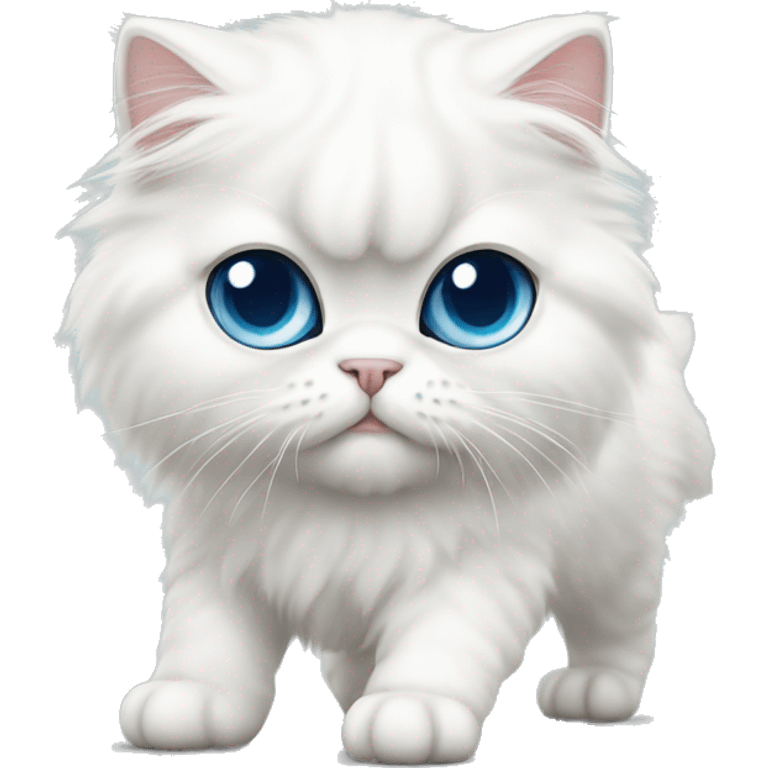 White persian cat whit blue eyes kitten walking  emoji