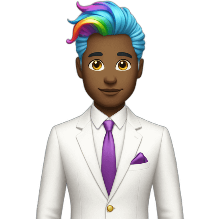 Posh-boy-with-white-suit-and-rainbow-unicorn-hair emoji