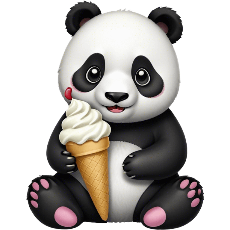 Panda eating ice cream emoji