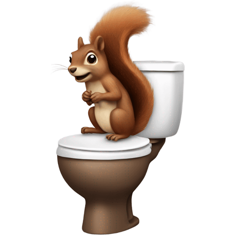 Squirrel on a toilet with brown fart clouds emoji