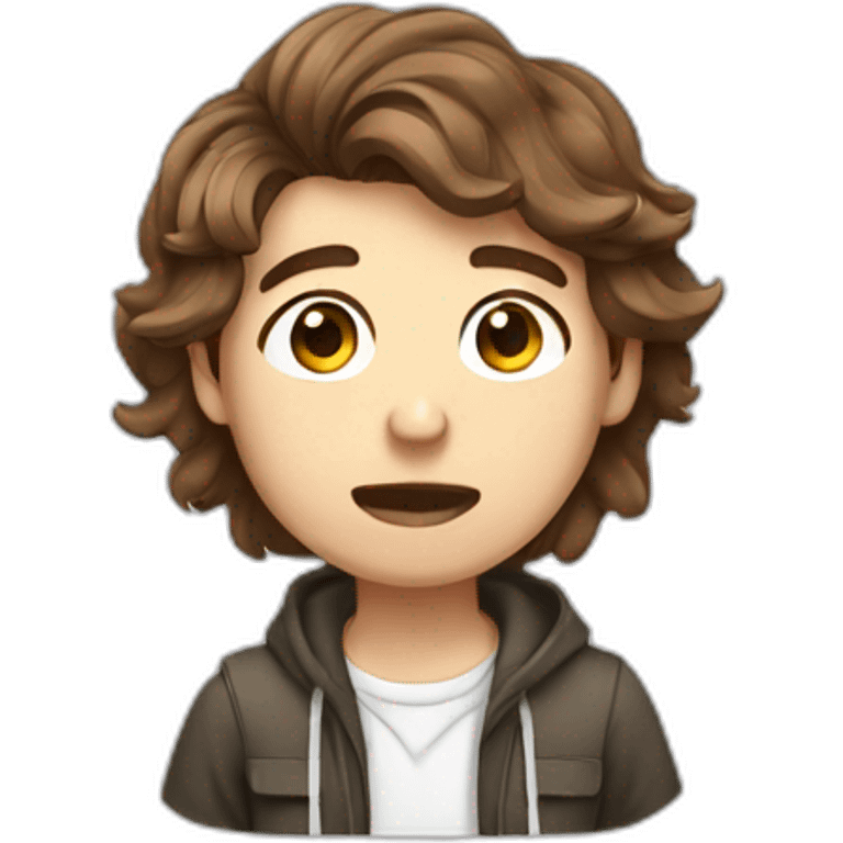 Brown hair male Student white struggling with pc emoji