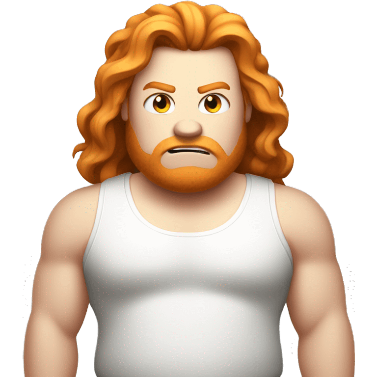 fat ginger teenager with long hair and white tank top angry  emoji