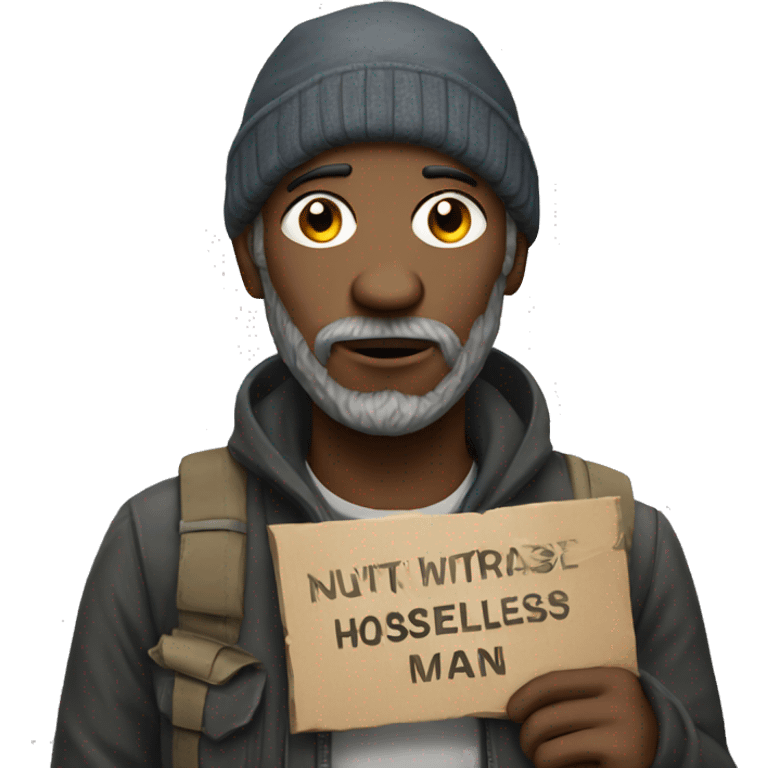 homeless man with sign emoji