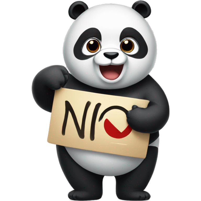 A fat panda holding a sign that says NO emoji