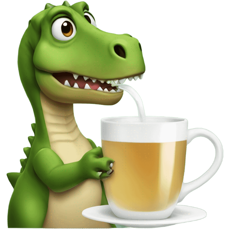 Dinosaur drinking tea emoji