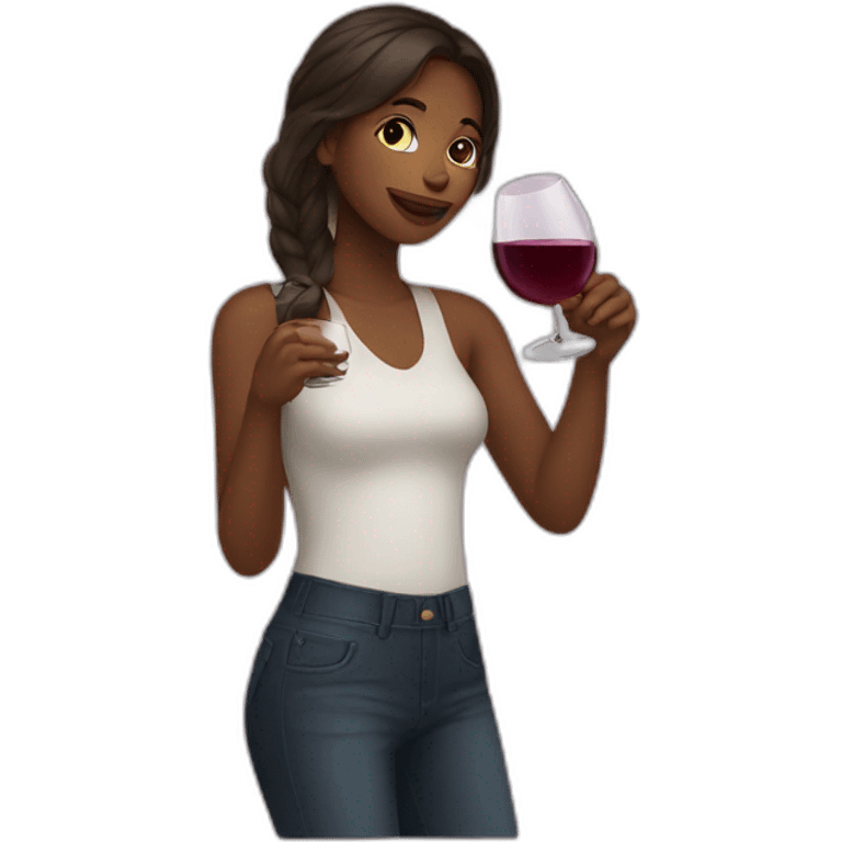 Girl drink wine emoji