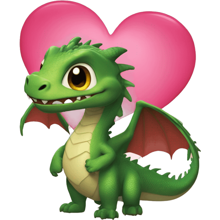 The dragon from "How to Train a Dragon" holds a big heart emoji