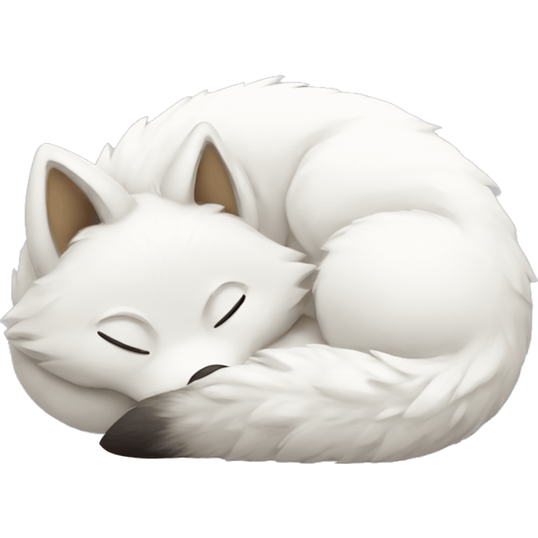 snow fox curled up sleeping emoji