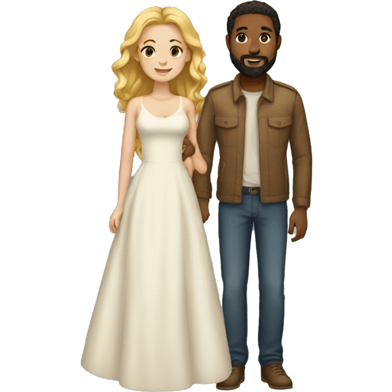 Couple black man with beard and very light skinned woman emoji