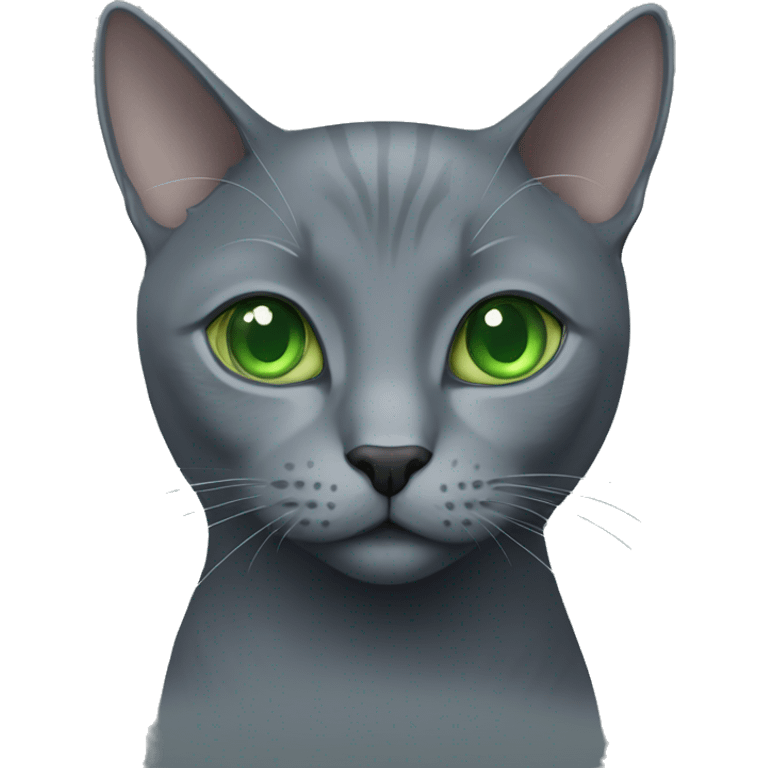 Russian blue cat with green eyes emoji