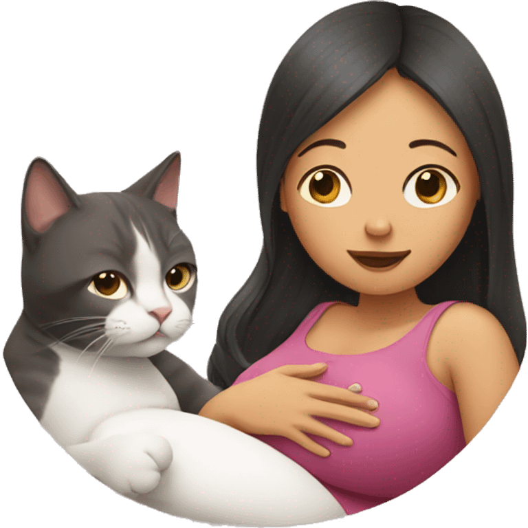 pregnant woman with cat emoji