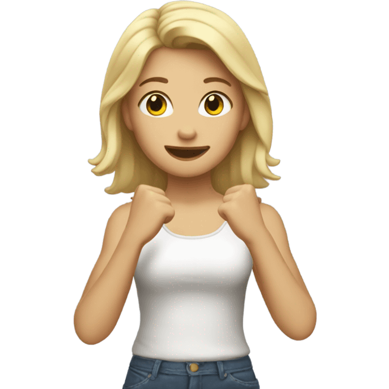 blonde girl with arms up emoji