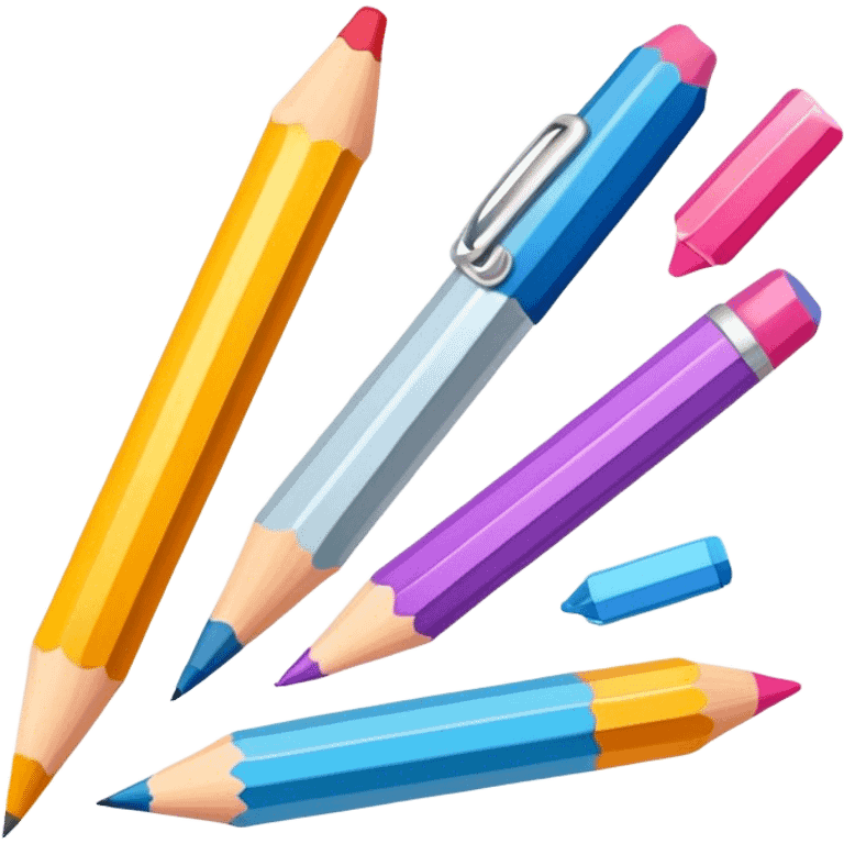 Illustration drawing icon, detailed linework, vibrant colors, artistic tools like pencils and brushes, clean lines, minimalistic design, transparent background. emoji