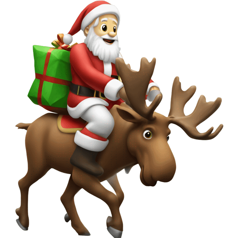 Santa Claus riding a Christmas moose emoji