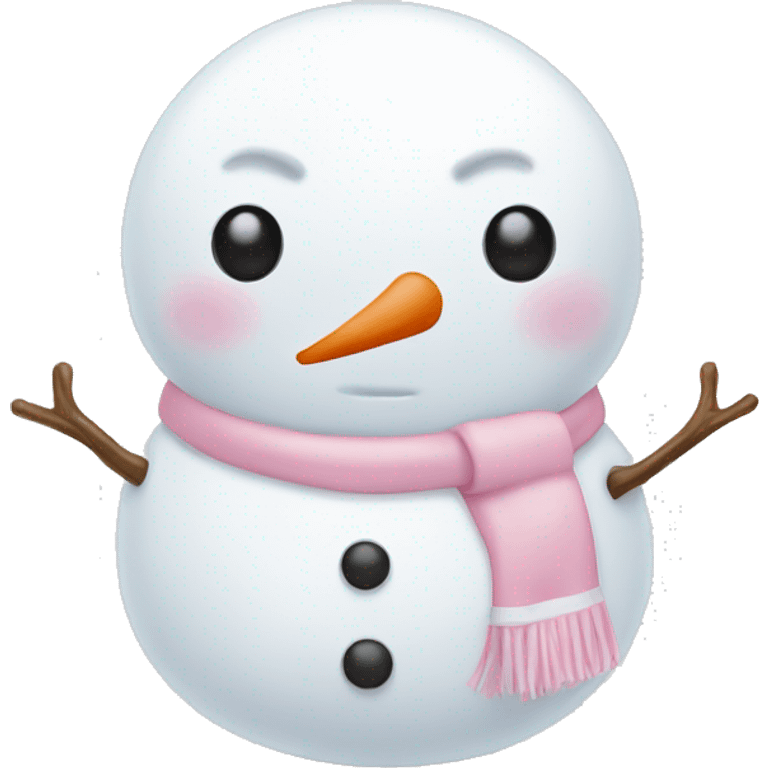 Cute white and light pink snowman emoji