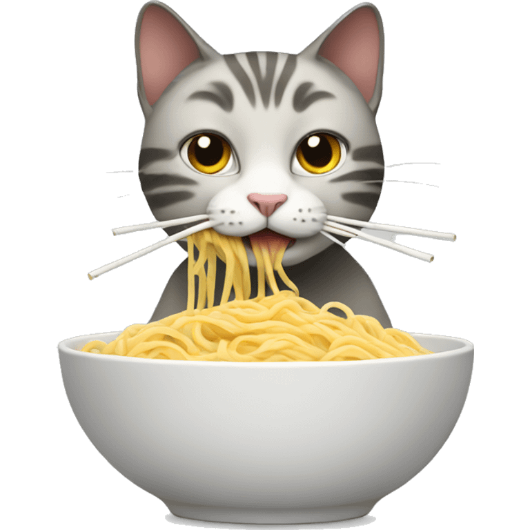 Cat eating noodles emoji