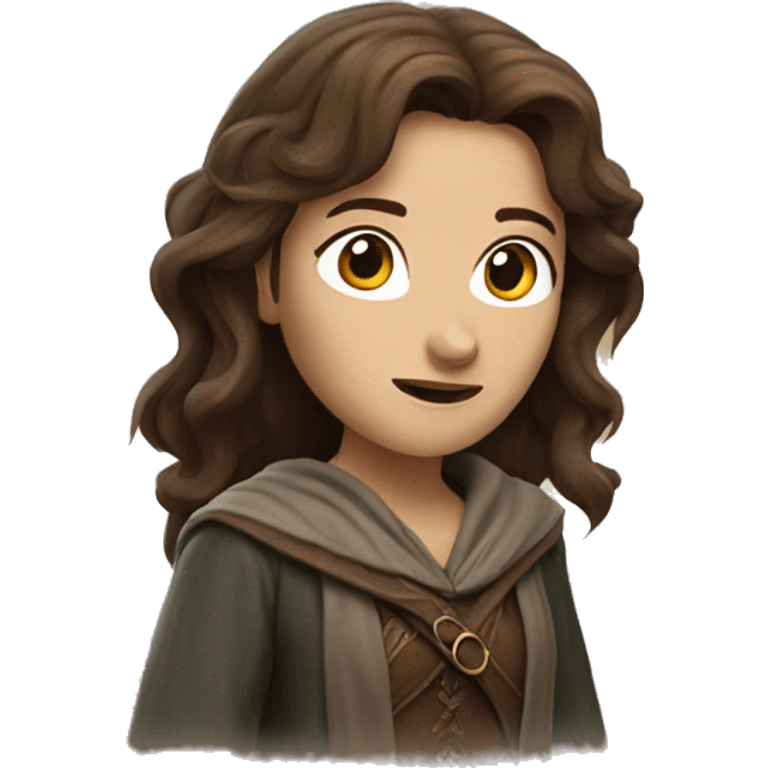 female character with brown hair in Lord of the rings style emoji