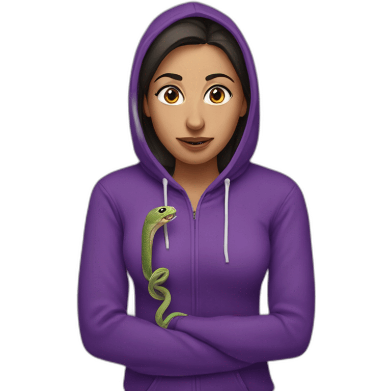 Armenian Woman  with purple hoodie and with a snake tongue outside  emoji