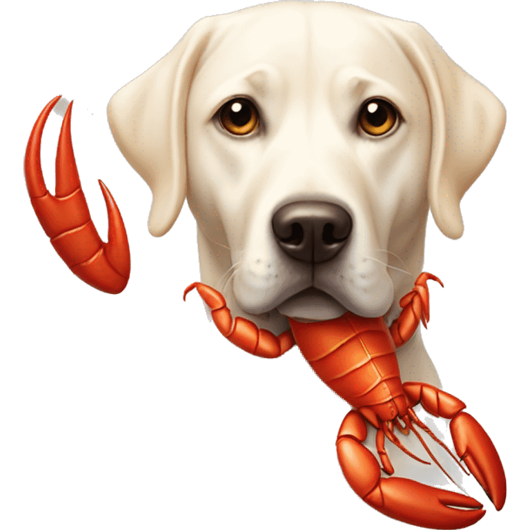 White Lab dressed as a lobster emoji