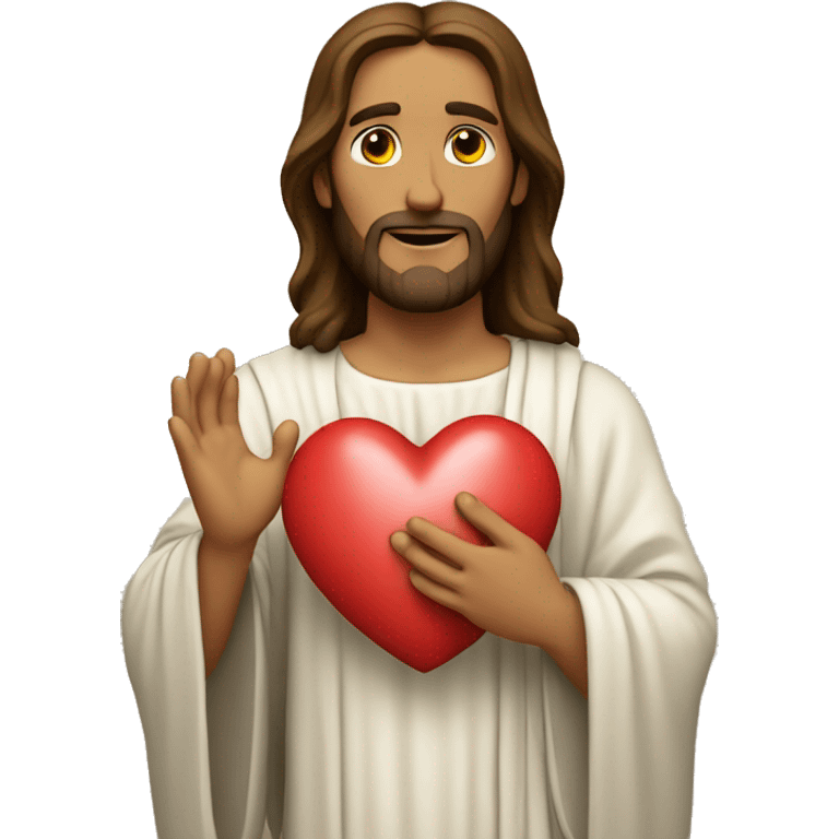 Jesus holding a heart emoji