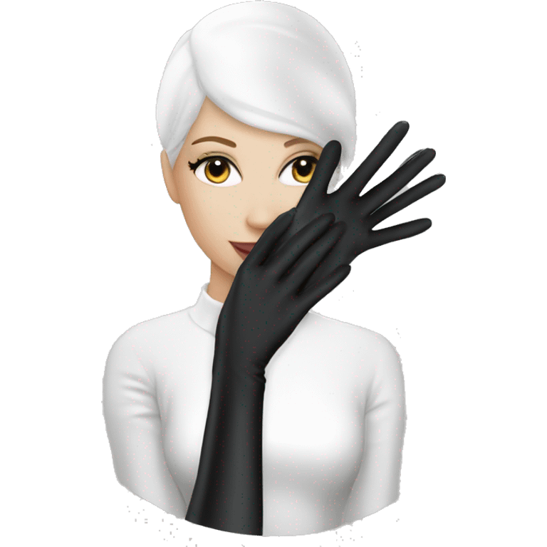 Black Latex gloves white elegant woman emoji